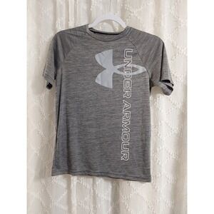Under Armour Youth Large Gray Heather HeatGear Loose Fit Short Sleeve Tee Shirt